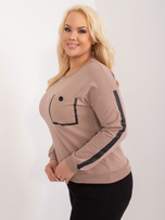 Hurt Ciemnobeżowa bluzka plus size z bawełny 
