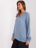 Hurtownia Szaro-niebieska luźna bluzka koszulowa SUBLEVEL