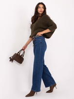 Ciemnoniebieskie jeansy straight leg z paskiem