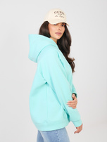 Miętowa ocieplana bluza oversize z haftem RUE PARIS