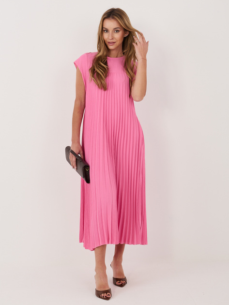 Różowa koktajlowa sukienka bez rękawów RUE PARIS