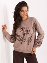 Ciemnobeżowa damska bluza ze ściągaczami 