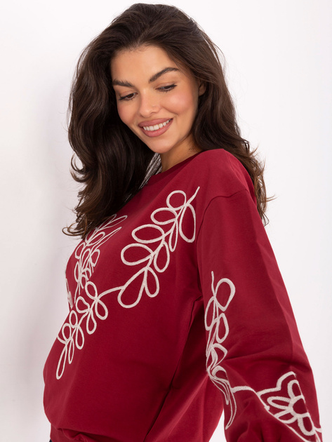 Bordowa bluza z okrągłym dekoltem