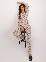 Hurt Jasnobeżowy damski komplet letni z koszulą