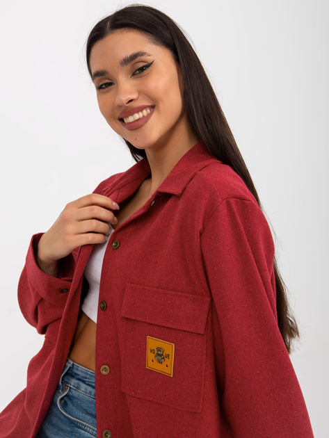 Hurt Ciemnoróżowa damska koszula wierzchnia z wełny