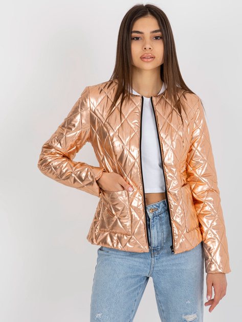 Hurt Złota przejściowa kurtka pikowana bez kaptura