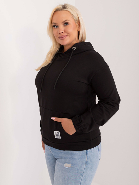 Hurtownia online Czarna bawełniana bluza plus size kangurka