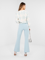 Pastelowe niebieskie spodnie dzwony bez zapięcia RUE PARIS