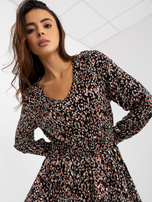 Hurt Czarna rozkloszowana midi sukienka z printami FRESH MADE