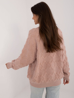 Hurtownia Brudnoróżowy sweter oversize we wzory