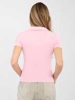 Jasnoróżowa dopasowana koszulka z kołnierzykiem