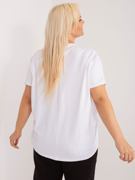 Hurtownia Biała casualowa bluzka plus size z bawełny