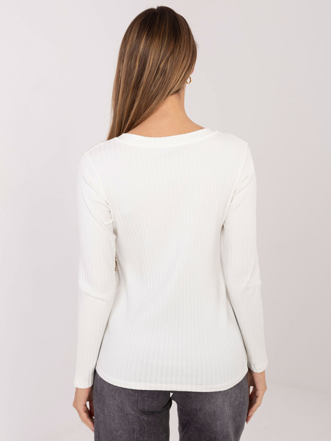 Ecru bluzka basic z długim rękawem RUE PARIS