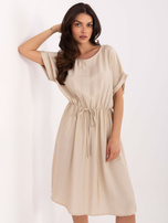 Beżowa letnia sukienka z wiskozy