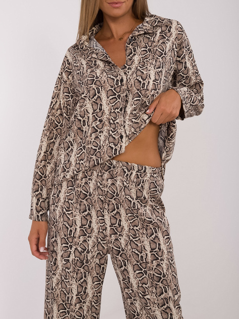 Hurt Beżowo-czarny komplet casualowy we wzory