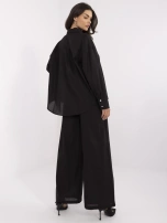 Czarny letni komplet damski z koszulą oversize 