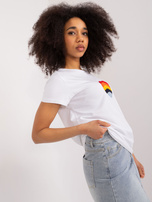 Hurt Biały damski t-shirt z haftem BASIC FEEL GOOD