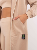 Hurt Beżowy komplet z legginsami i topem w prążek