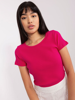 Hurt Fuksjowa damska bluzka basic z krótkim rękawem