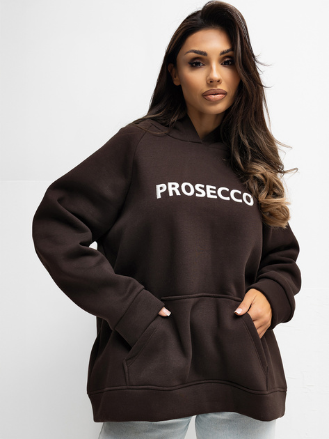 Czekoladowa bluza z haftowanym napisem RUE PARIS