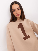 Hurt Beżowa bluza bez kaptura o kroju oversize