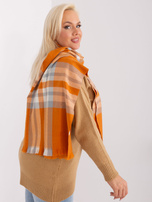 Hurt dark orange-gray scarf with print.