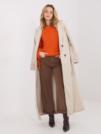 Pomarańczowy sweter oversize ze ściągaczami