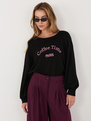 Czarna damska bluza o kroju oversize RUE PARIS 