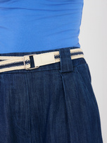 Granatowe jeansy wide leg z nogawką 7/8 RUE PARIS 