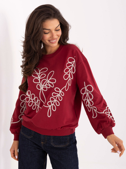 Bordowa bluza z okrągłym dekoltem