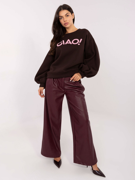 Ciemnobrązowa bluza oversize z napisem RUE PARIS