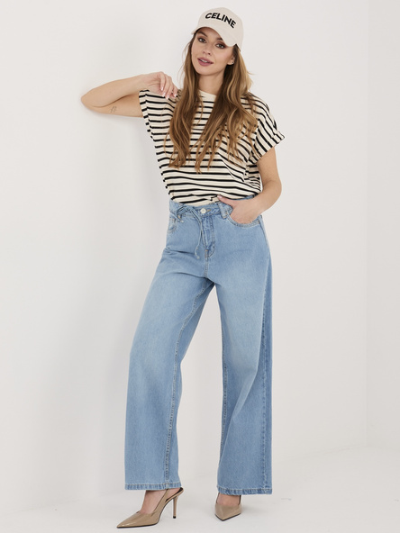 Niebieskie jeansy wide leg z wiązaniem SUBLEVEL