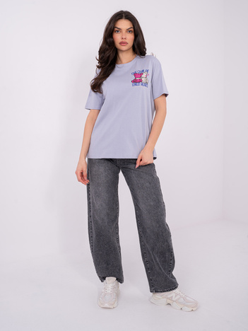 Liliowy damski t-shirt z nadrukiem teddy bear SUBLEVEL