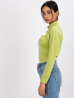 Lime Velour Blouse with Kigali Cutout