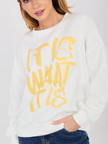 Ecru dresowa bluza z okrągłym dekoltem RUE PARIS 