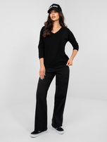 Czarna bluzka basic z krótkim rękawem RUE PARIS 