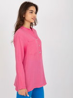 Hurtownia Różowa damska bluzka koszulowa z bawełny OCH BELLA