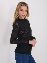 Czarna dopasowana bluzka z koronki