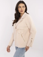 Jasnobeżowa kurtka alpaka z kieszeniami