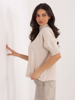 Beżowy damski sweter z domieszką wełny