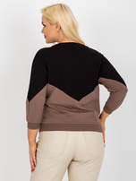 Hurt Czarno-brązowa bluzka plus size basic z rękawem 3/4