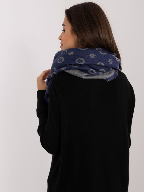 Hurt Ciemnoniebiesko-szary damski szal we wzory
