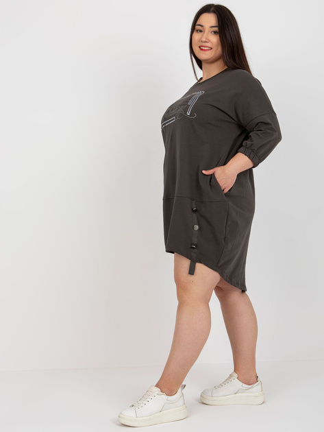Hurt Khaki dresowa sukienka plus size na co dzień