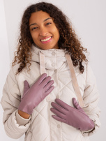 Hurt Fioletowe rękawiczki ze skórą ekologiczną