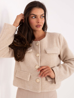 Jasnobeżowy żakiet z ozdobnymi guzikami RUE PARIS