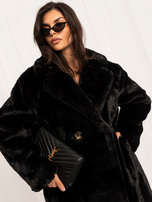 Hurt Black women's fur coat with pockets OCH BELLA