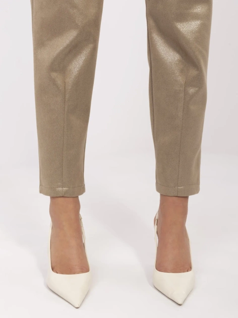 Hurt Ciemnobeżowe połyskujące spodnie z kieszeniami