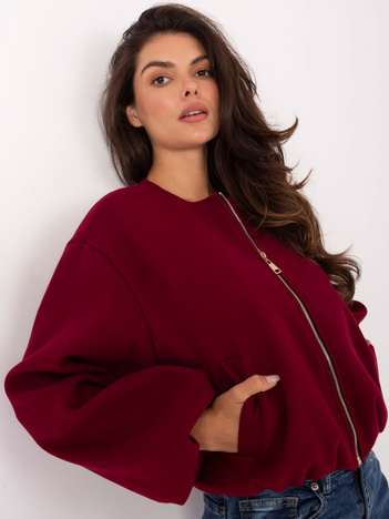 Bordowa kurtka ze ściągaczem na dole