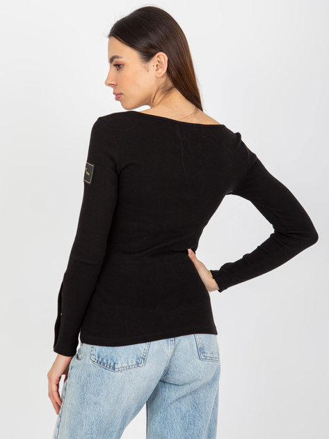 Hurt Czarna prążkowana bluzka z zatrzaskami OCH BELLA