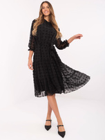 Hurt Czarna rozkloszowana sukienka koktajlowa ze stójką